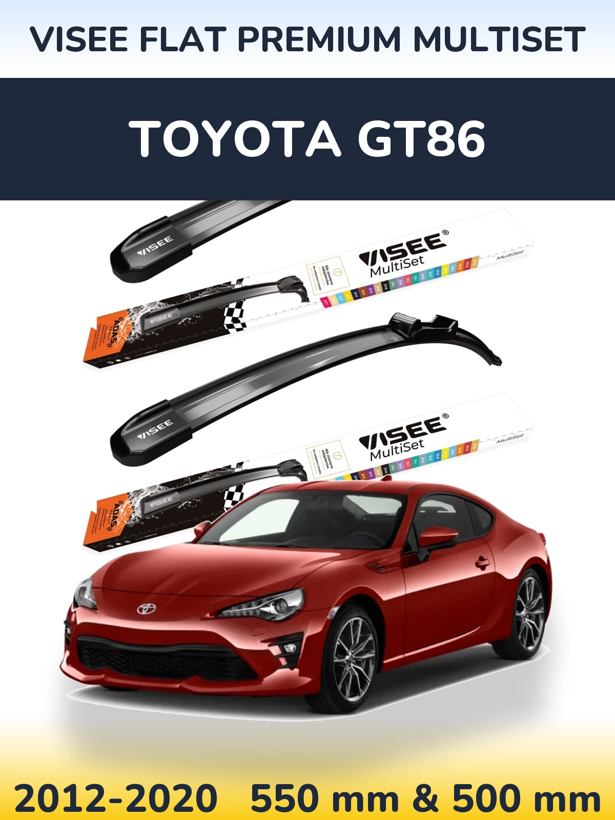 Komplet przednich wycieraczek VISEE FLAT PREMIUM MultiSet 550 & 500 mm do Toyota GT86 2012-2020