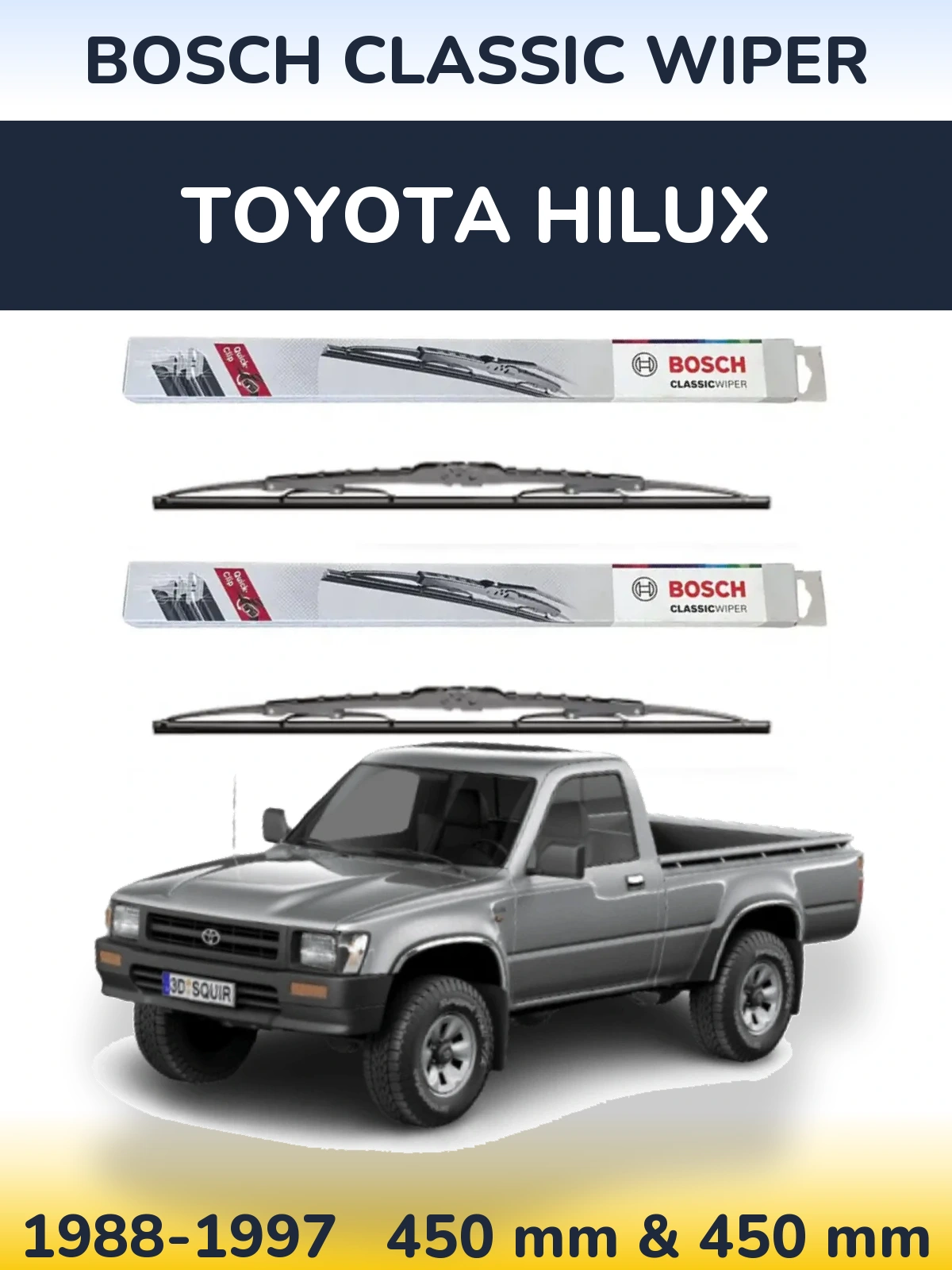 Komplet przednich wycieraczek BOSCH Classic Wiper 450 & 450 mm do Toyota Hilux 1988-1997