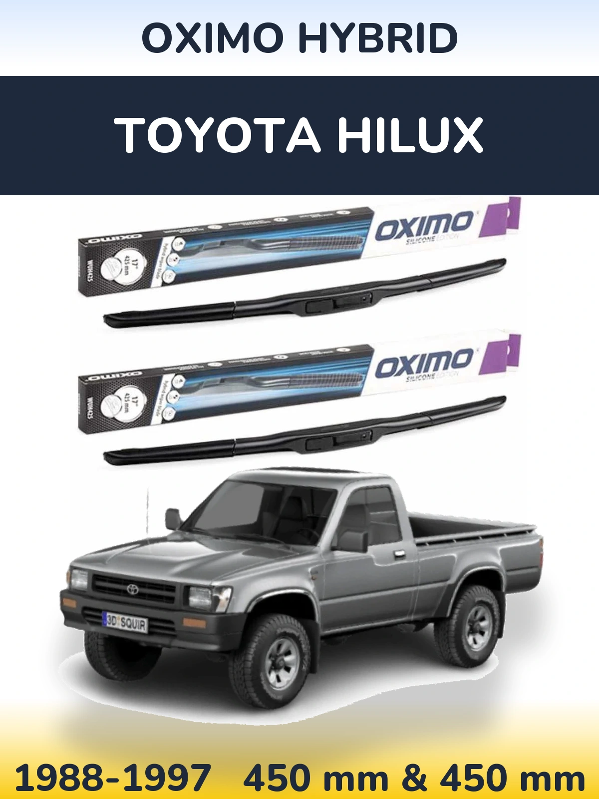 Комплект передних дворников Oximo Hybrid 450 & 450 мм для Toyota Hilux 1988-1997