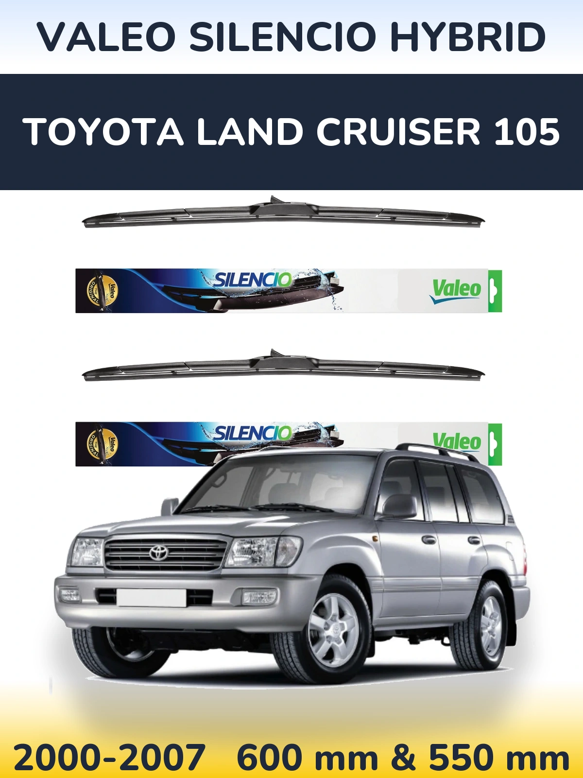 Комплект передних дворников Valeo Silencio Hybrid 600 & 550 мм для Toyota Land Cruiser 105 2000-2007