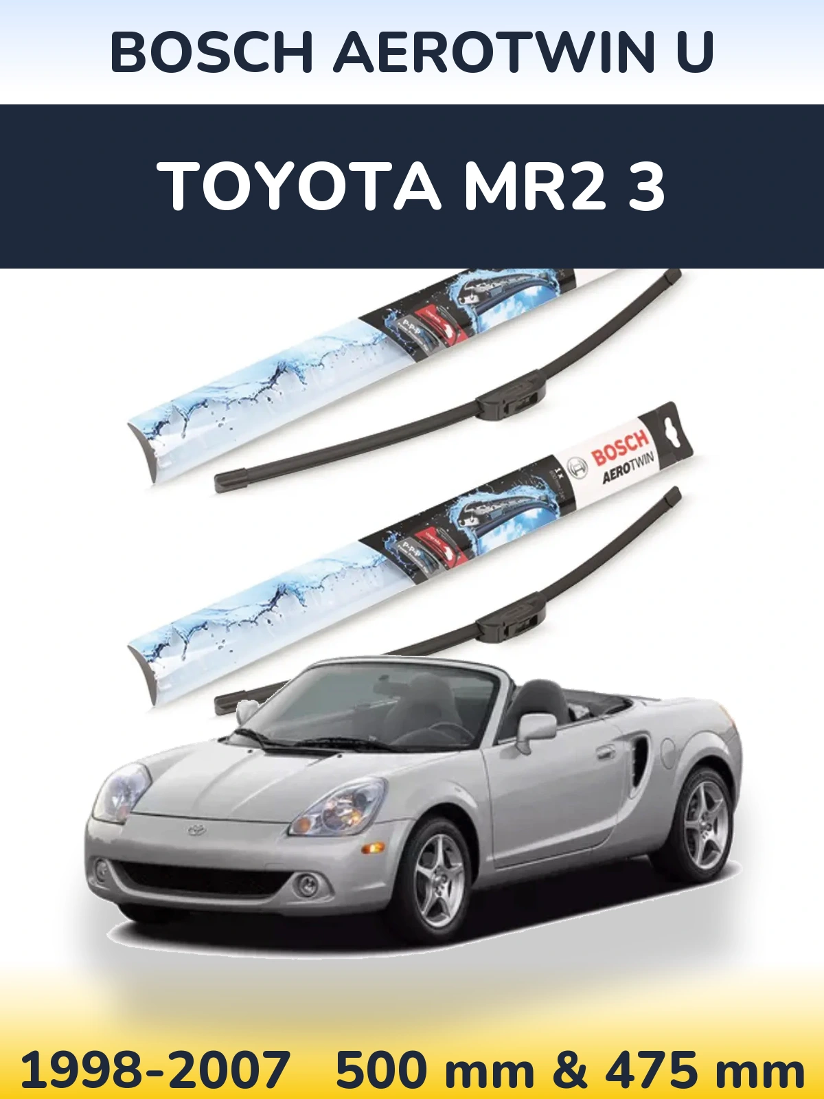 Комплект передних дворников BOSCH AeroTwin U 500 & 475 мм для Toyota MR2 3 1998-2007