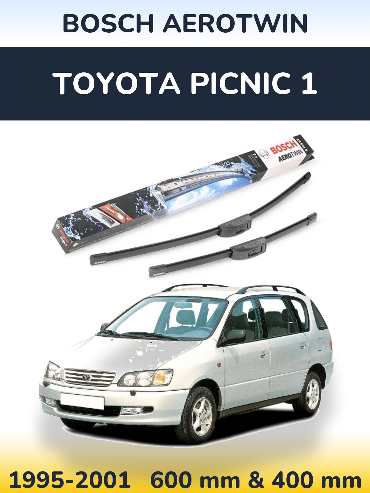Комплект передних дворников BOSCH AeroTwin 600 & 400 мм для Toyota Picnic 1 1995-2001