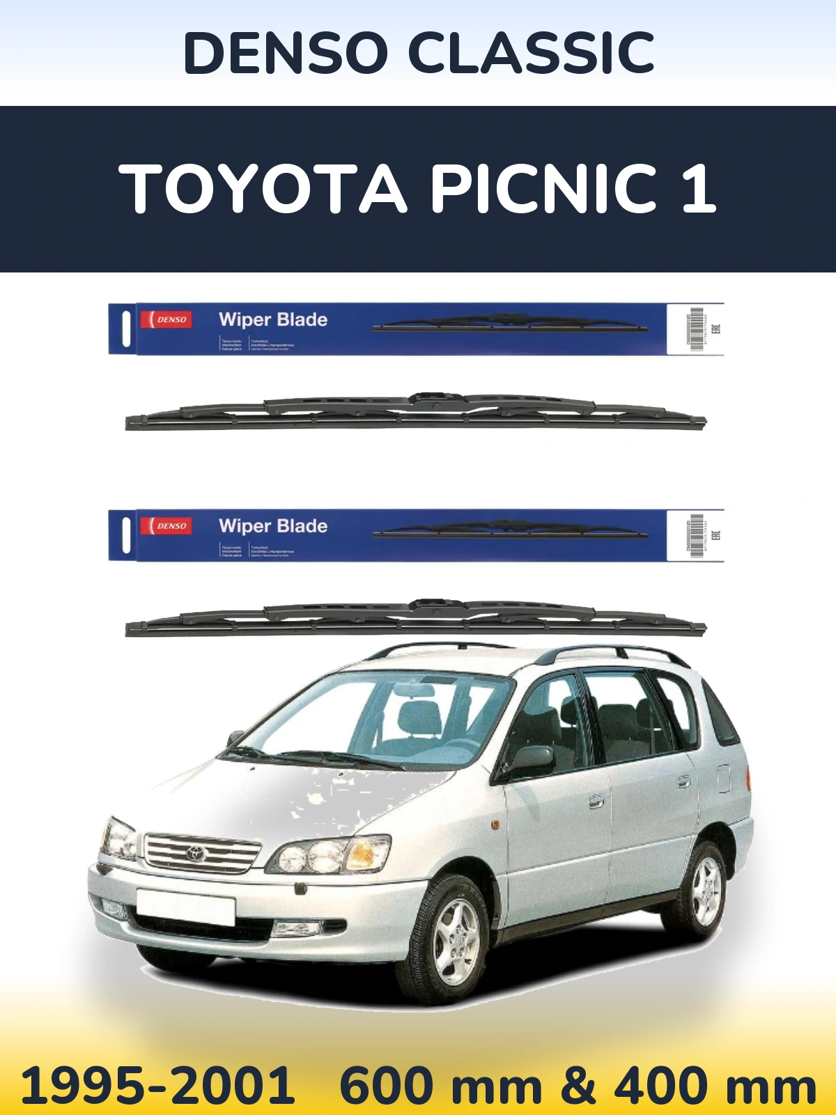 Komplet przednich wycieraczek Denso Classic 600 & 400 mm do Toyota Picnic 1 1995-2001