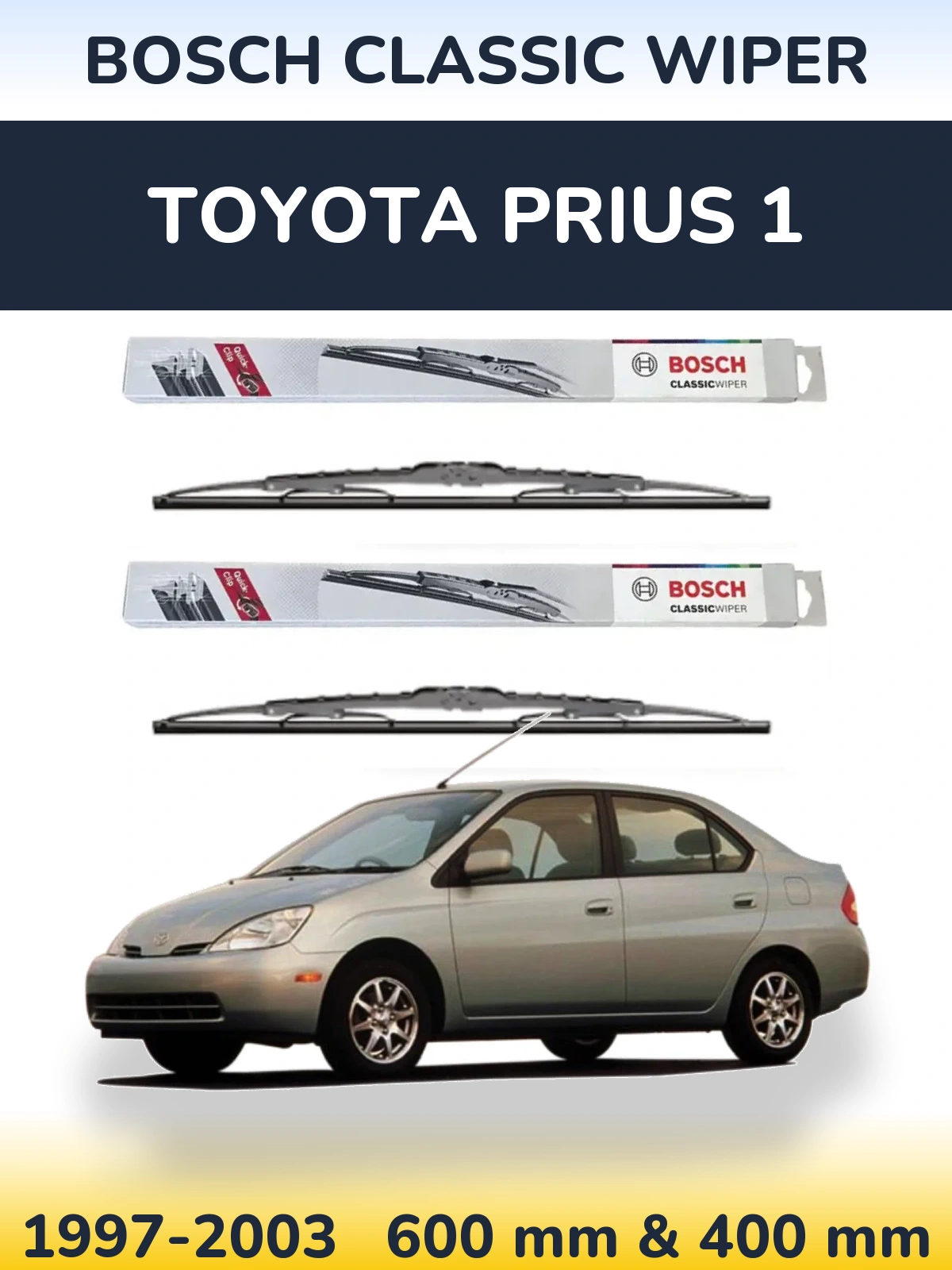 Komplet przednich wycieraczek BOSCH Classic Wiper 600 & 400 mm do Toyota Prius 1 1997-2003