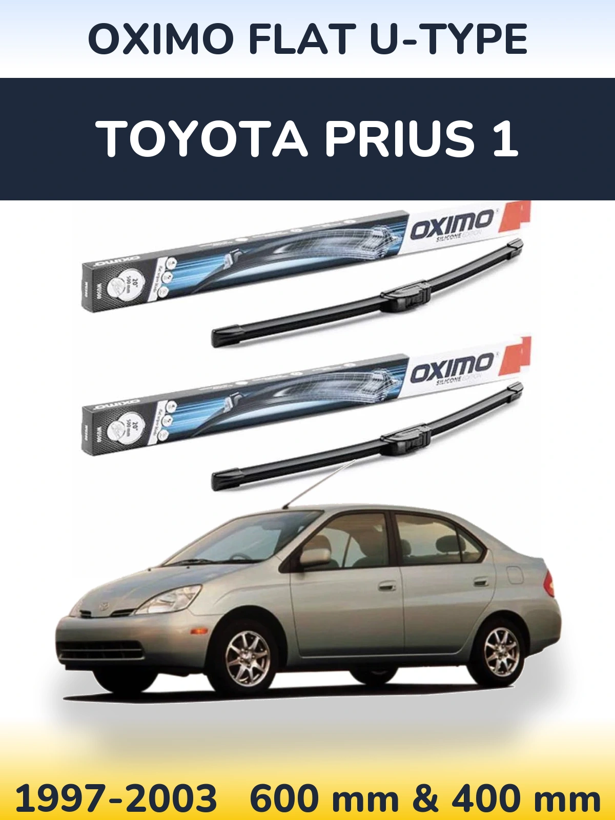 Komplet przednich wycieraczek Oximo Flat U-type 600 & 400 mm do Toyota Prius 1 1997-2003