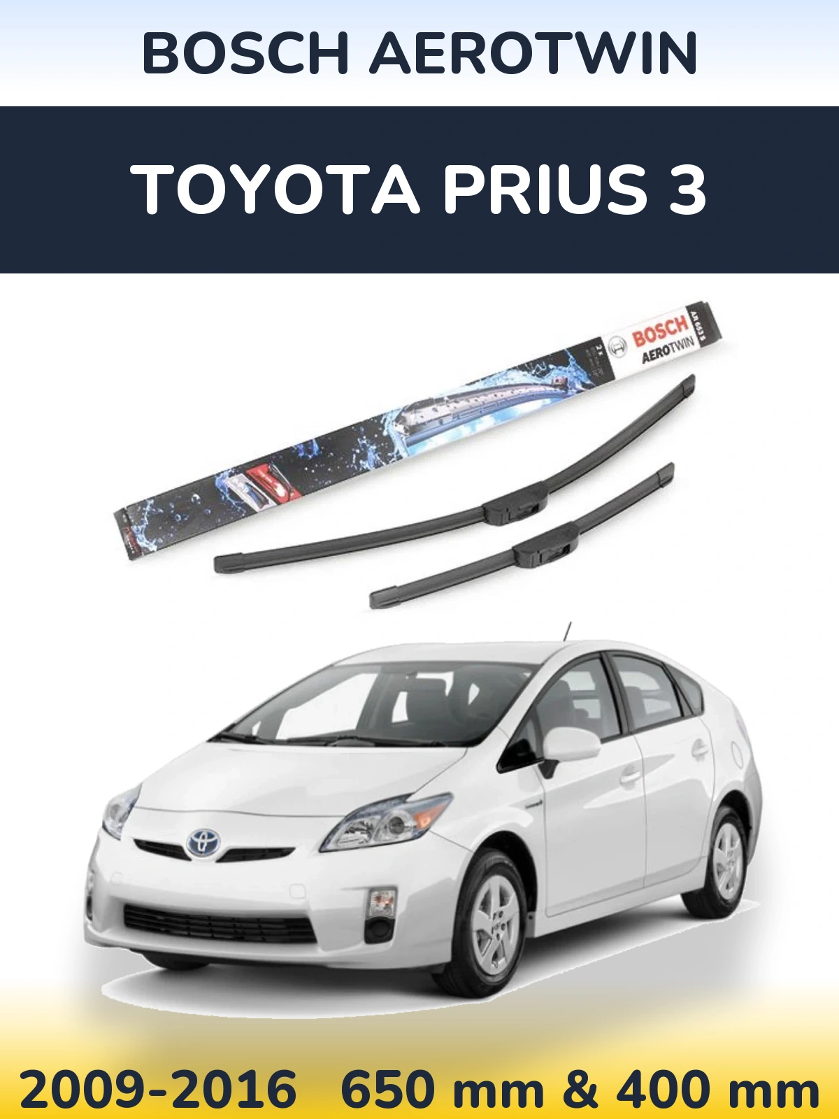 Комплект передних дворников BOSCH AeroTwin 650 & 400 мм для Toyota Prius 3 2009-2016