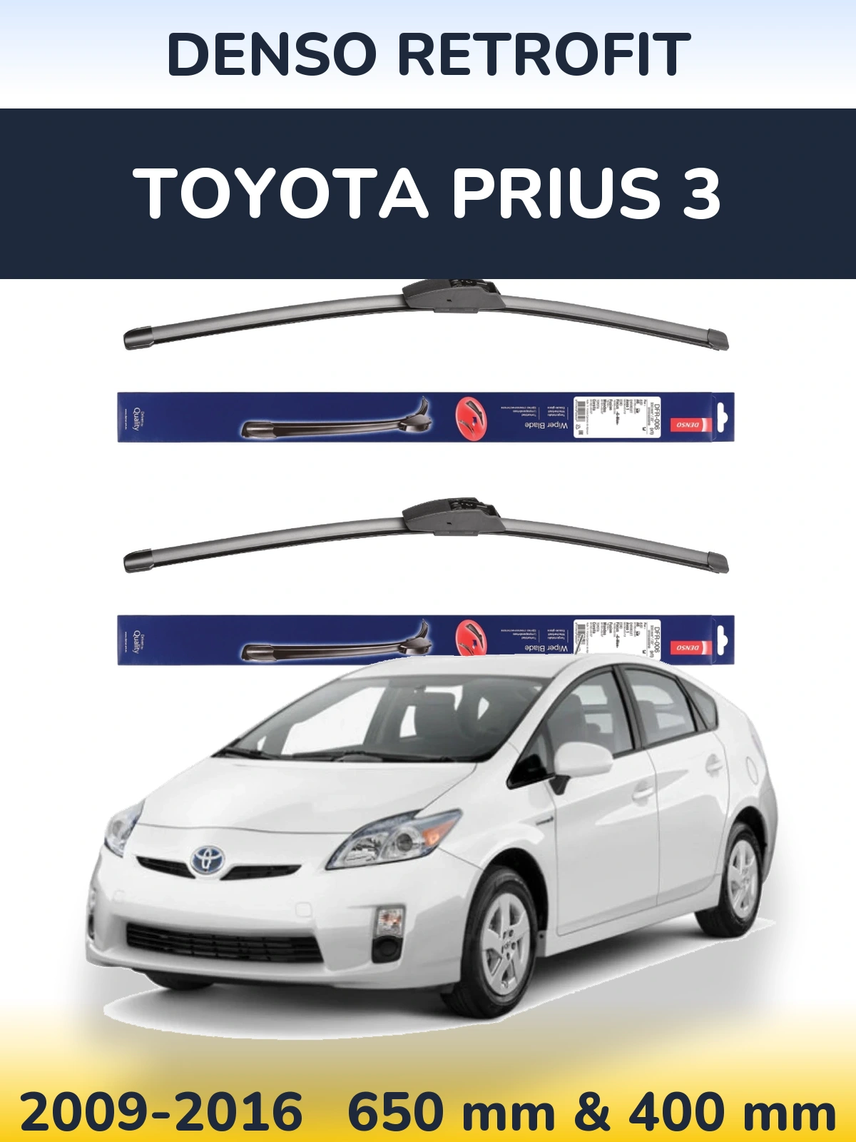 Комплект передних дворников Denso Retrofit 650 & 400 мм для Toyota Prius 3 2009-2016