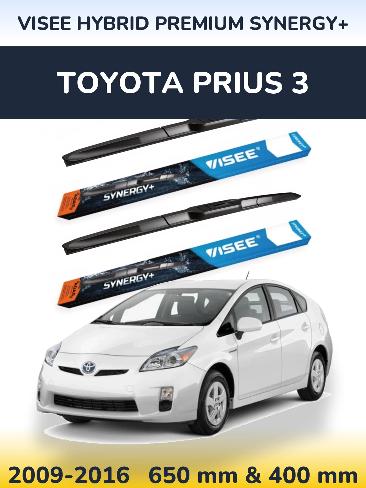 Комплект передних дворников VISEE HYBRID PREMIUM SYNERGY+ 650 & 400 мм для Toyota Prius 3 2009-2016