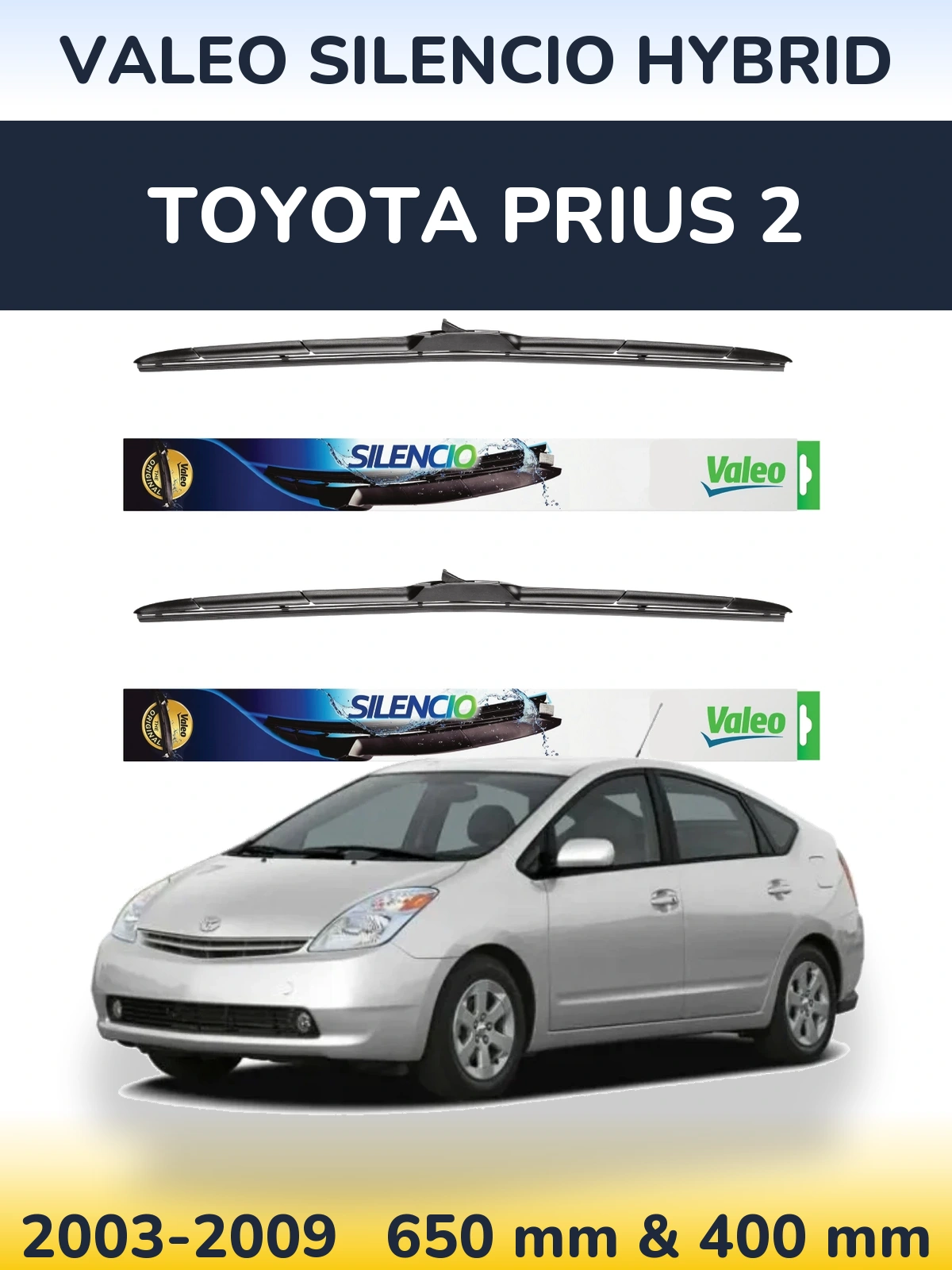 Комплект передних дворников Valeo Silencio Hybrid 650 & 400 мм для Toyota Prius 2 2003-2009