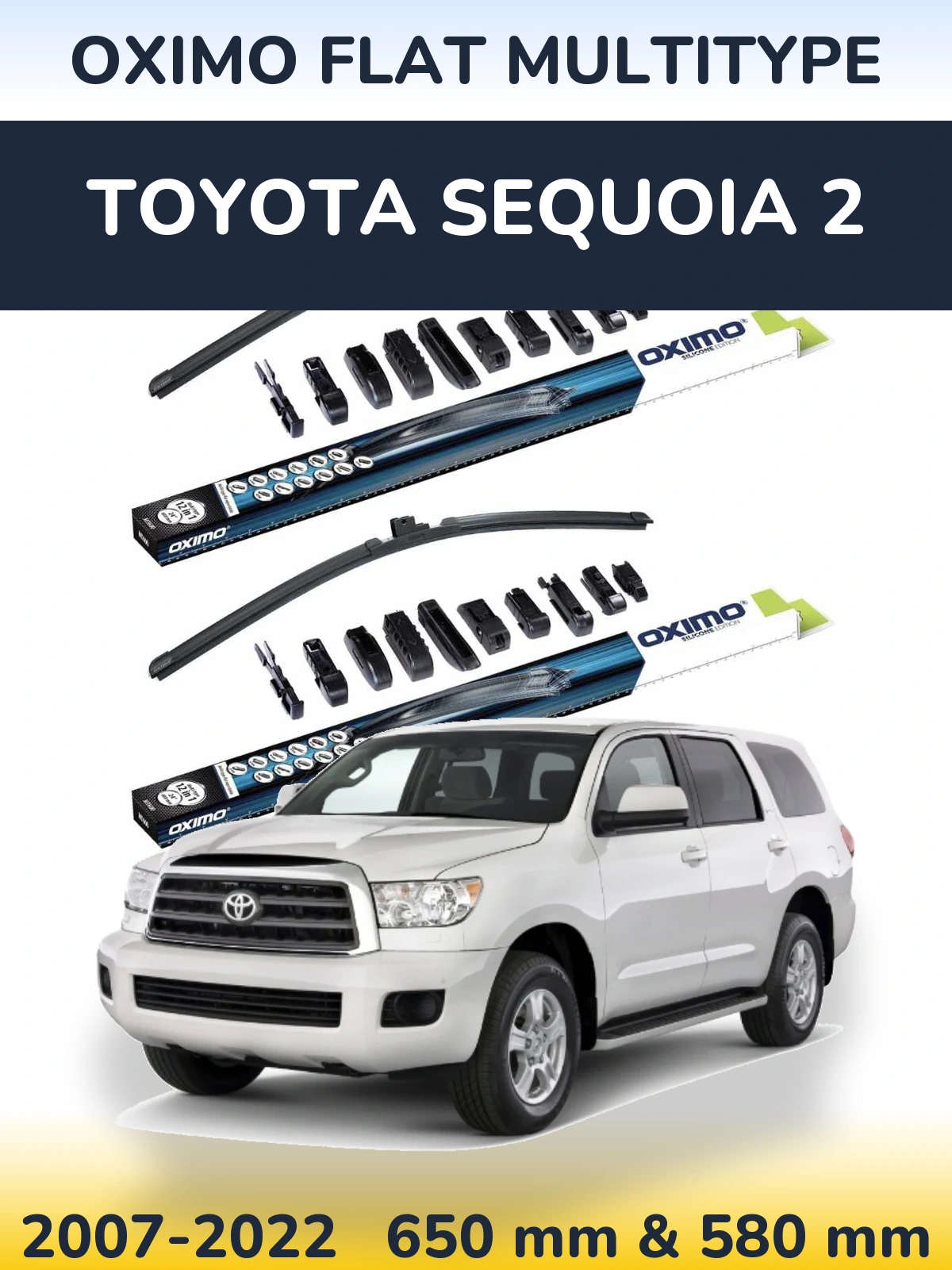 Komplet przednich wycieraczek Oximo Flat MultiType 650 & 580 mm do Toyota Sequoia 2 2007-2022