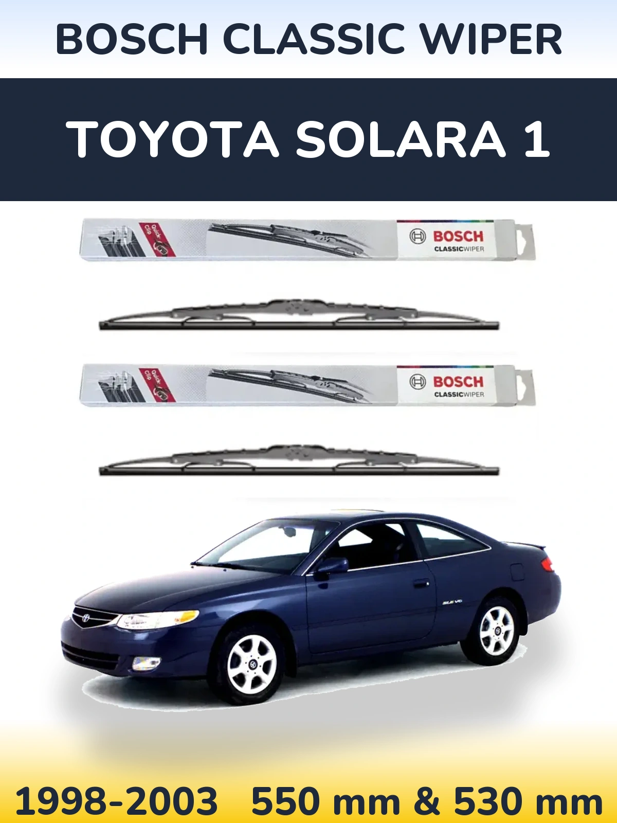 Комплект передних дворников BOSCH Classic Wiper 550 & 530 мм для Toyota Solara 1 1998-2003