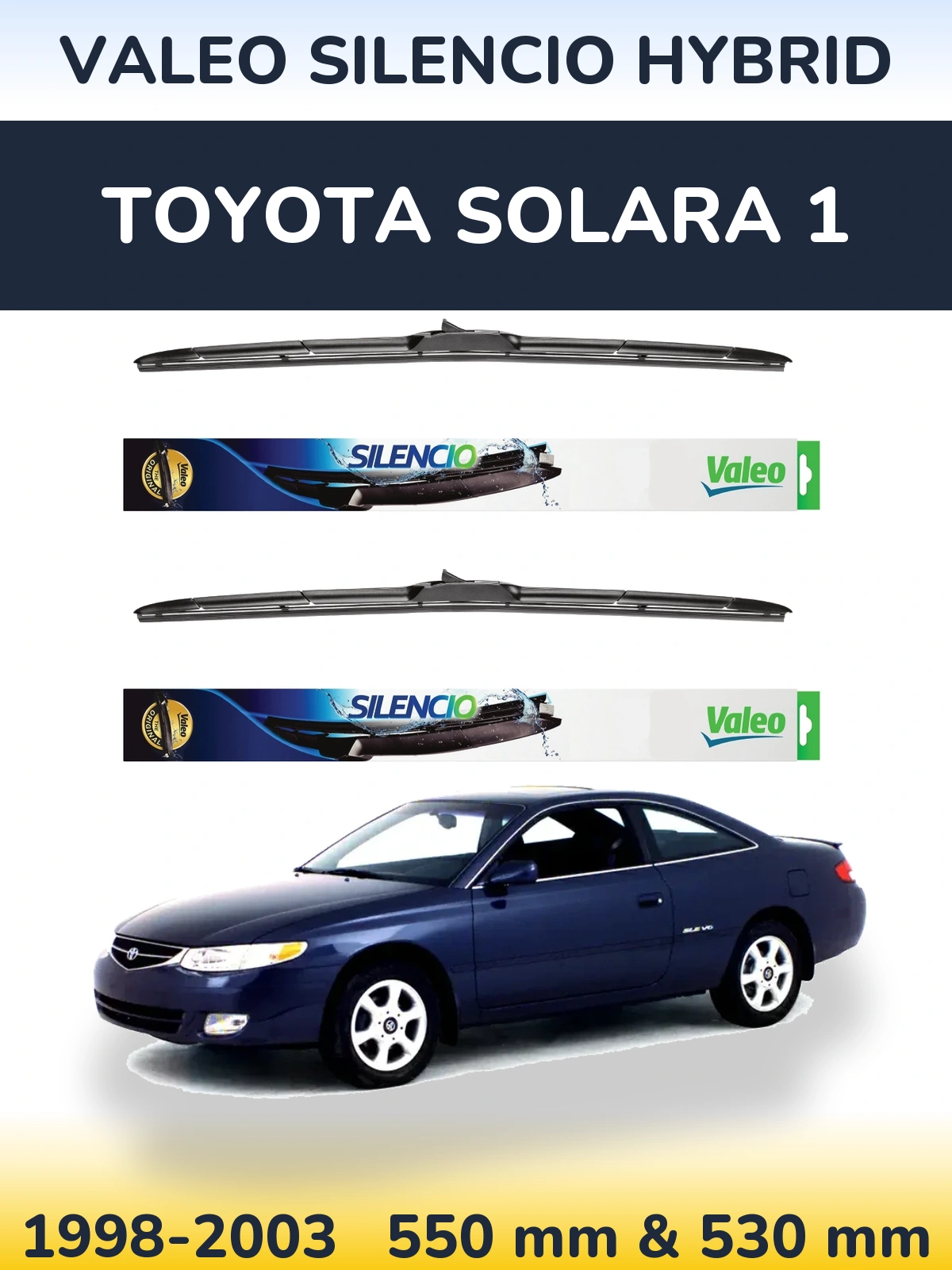 Комплект передних дворников Valeo Silencio Hybrid 550 & 530 мм для Toyota Solara 1 1998-2003