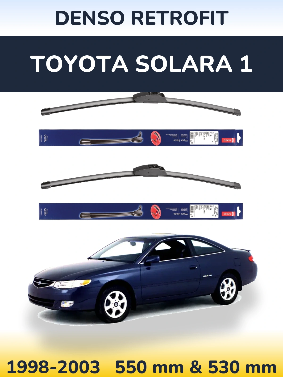 Front wiper blade set Denso Retrofit 550 & 530 mm for Toyota Solara 1 1998-2003