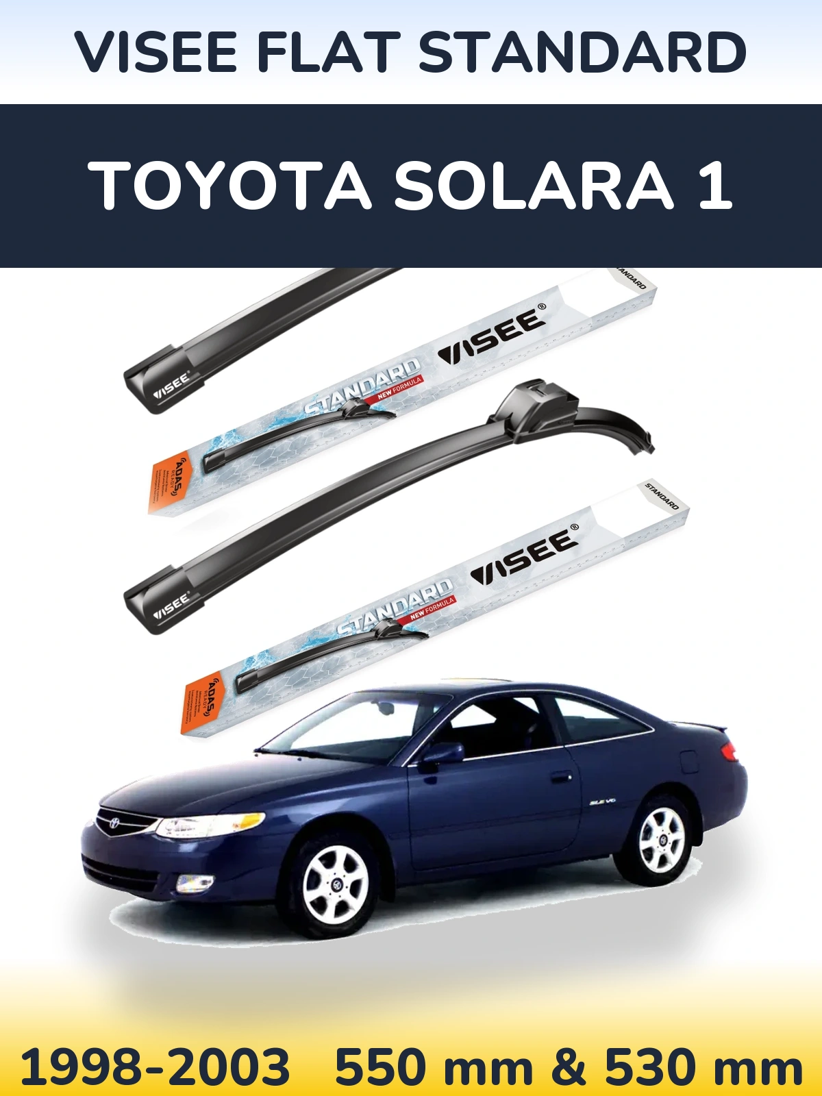 Комплект передних дворников VISEE FLAT STANDARD 550 & 530 мм для Toyota Solara 1 1998-2003