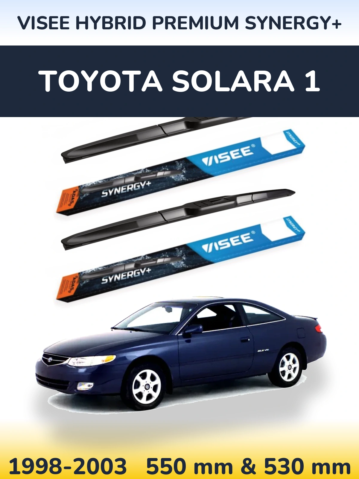 Комплект передних дворников VISEE HYBRID PREMIUM SYNERGY+ 550 & 530 мм для Toyota Solara 1 1998-2003