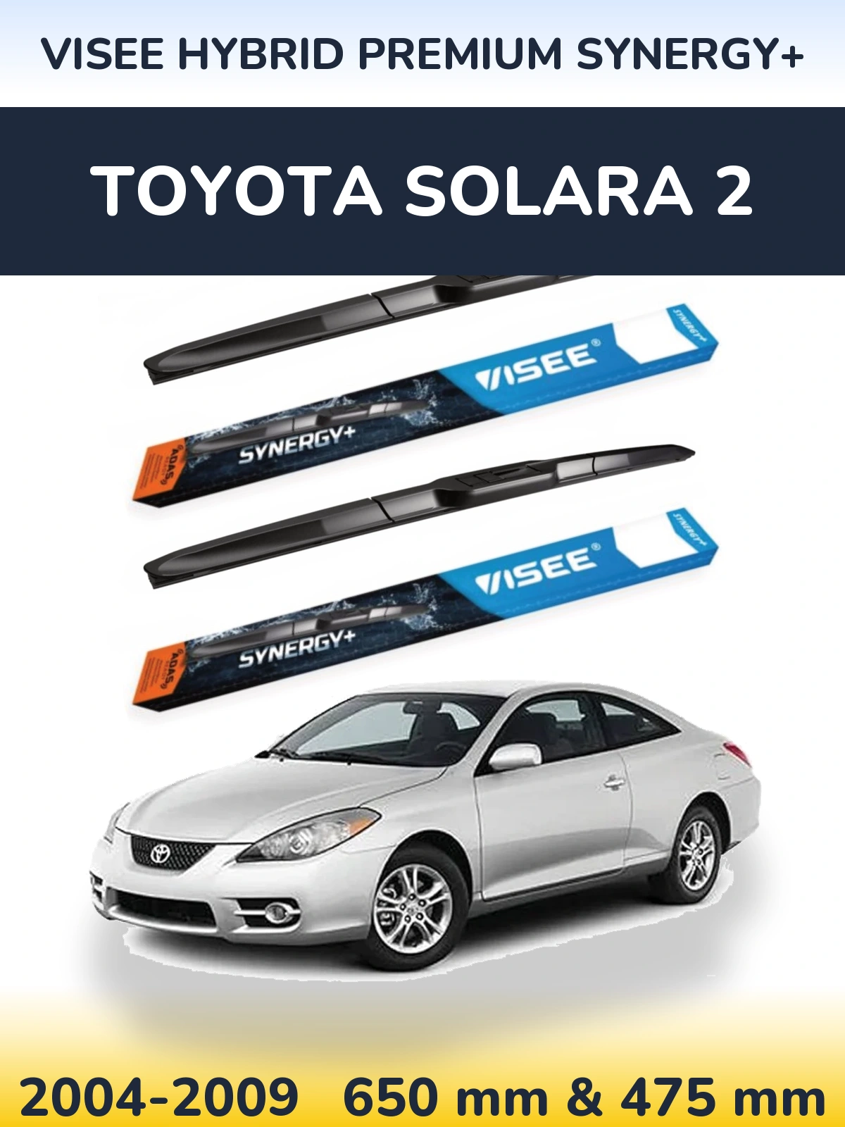Комплект передних дворников VISEE HYBRID PREMIUM SYNERGY+ 650 & 475 мм для Toyota Solara 2 2004-2009