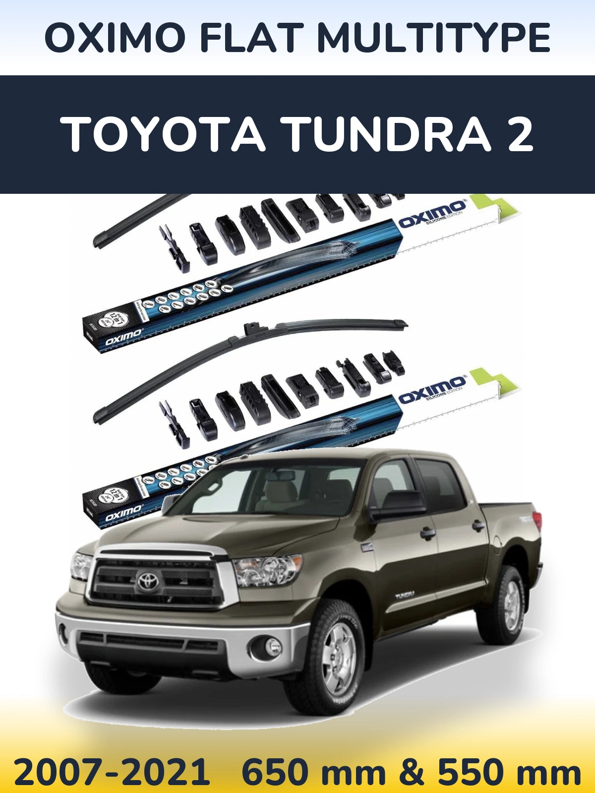 Комплект передних дворников Oximo Flat MultiТипe 650 & 550 мм для Toyota Tundra 2 2007-2021