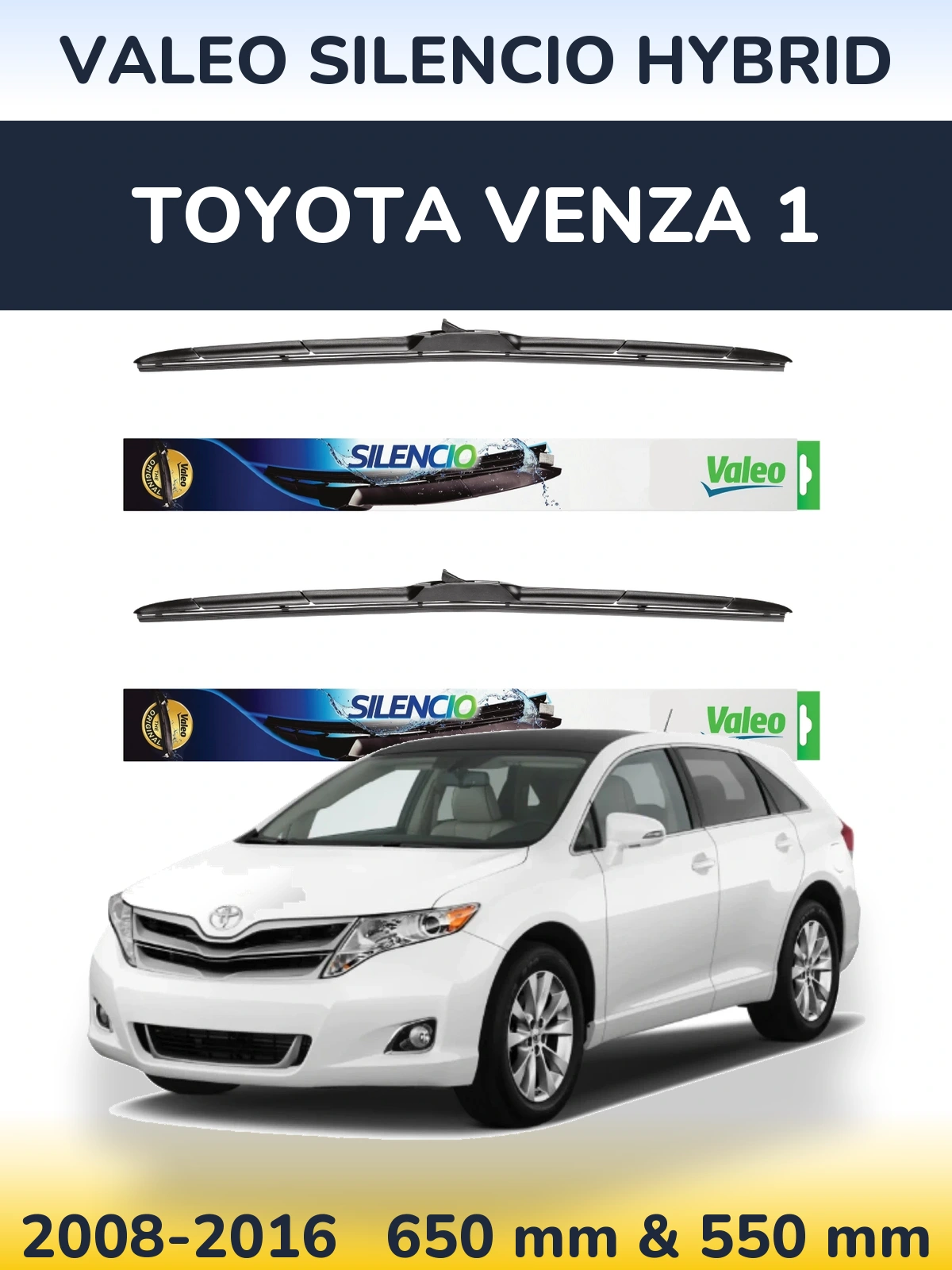 Комплект передних дворников Valeo Silencio Hybrid 650 & 550 мм для Toyota Venza 1 2008-2016