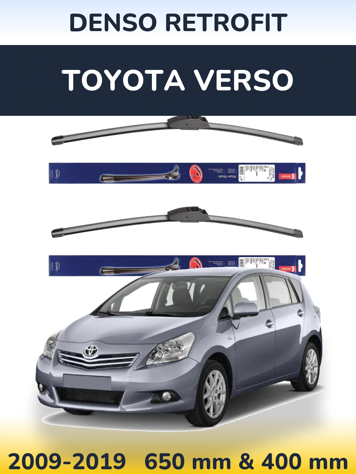 Komplet przednich wycieraczek Denso Retrofit 650 & 400 mm do Toyota Verso 2009-2019