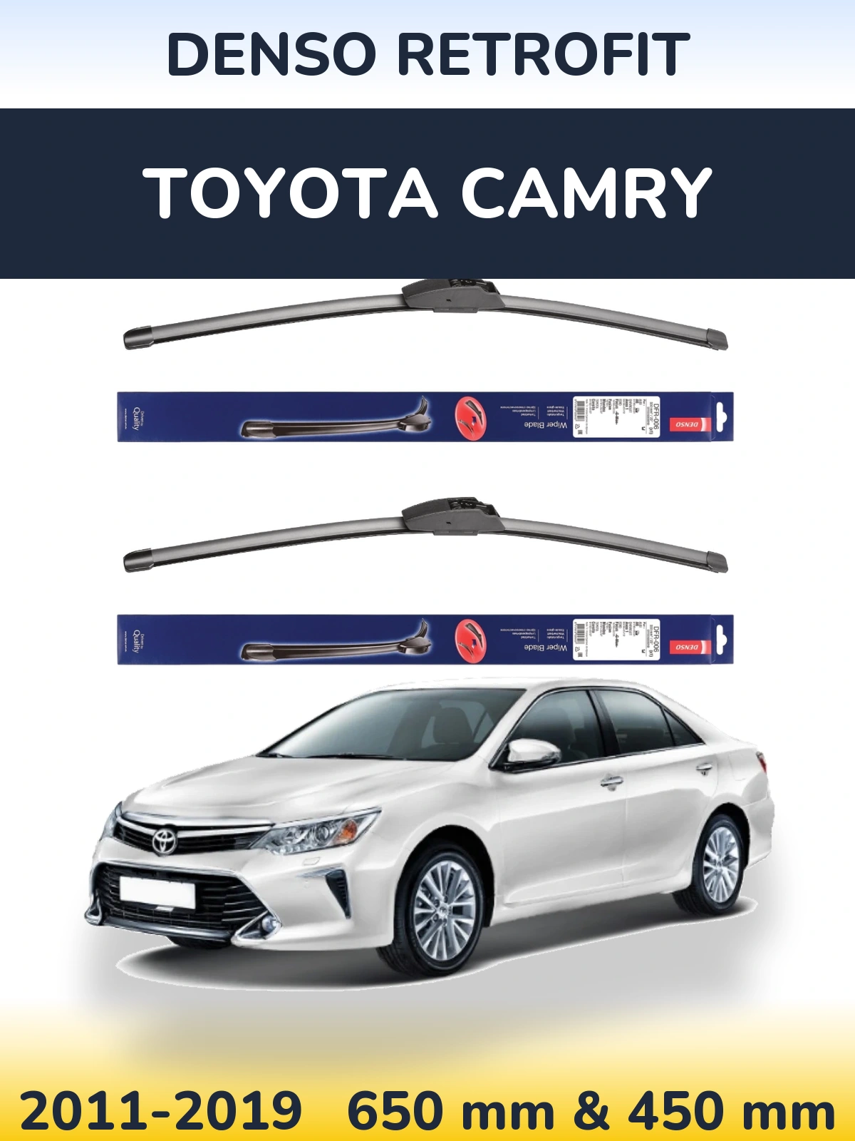 Komplet przednich wycieraczek Denso Retrofit 650 & 450 mm do Toyota Camry 2011-2019