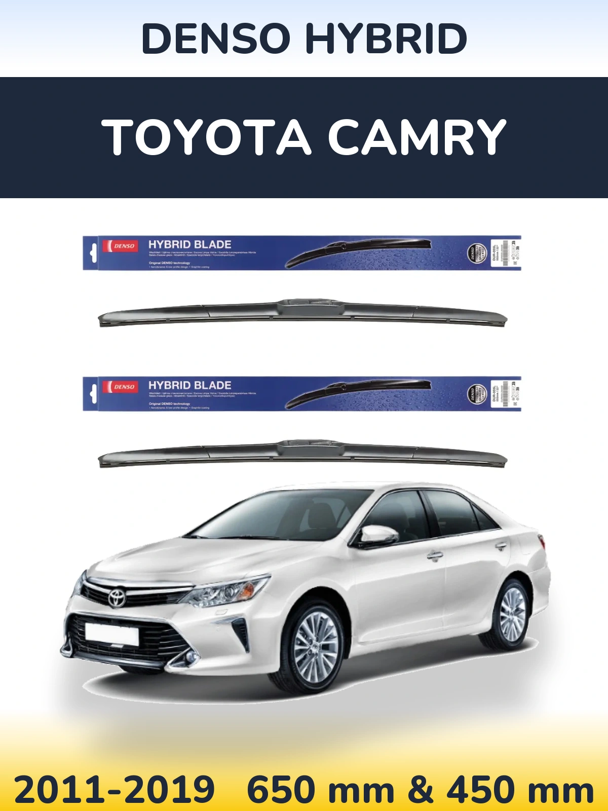 Komplet przednich wycieraczek Denso Hybrid 650 & 450 mm do Toyota Camry 2011-2019