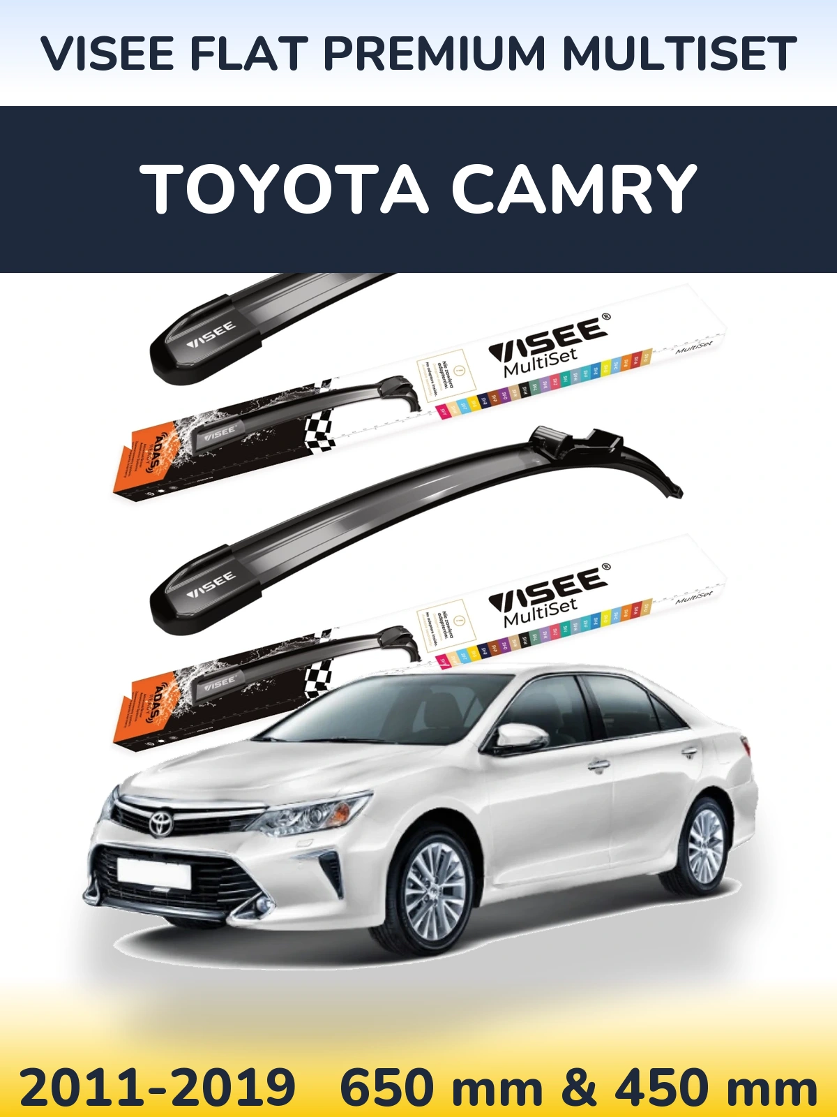 Komplet przednich wycieraczek VISEE FLAT PREMIUM MultiSet 650 & 450 mm do Toyota Camry 2011-2019