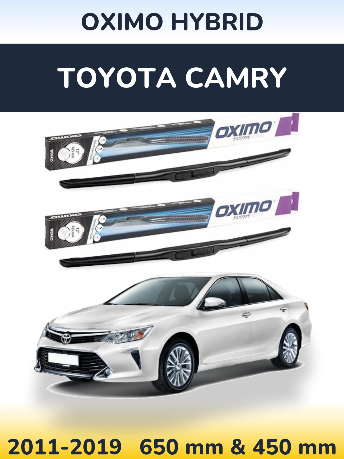 Комплект передних дворников Oximo Hybrid 650 & 450 мм для Toyota Camry 2011-2019