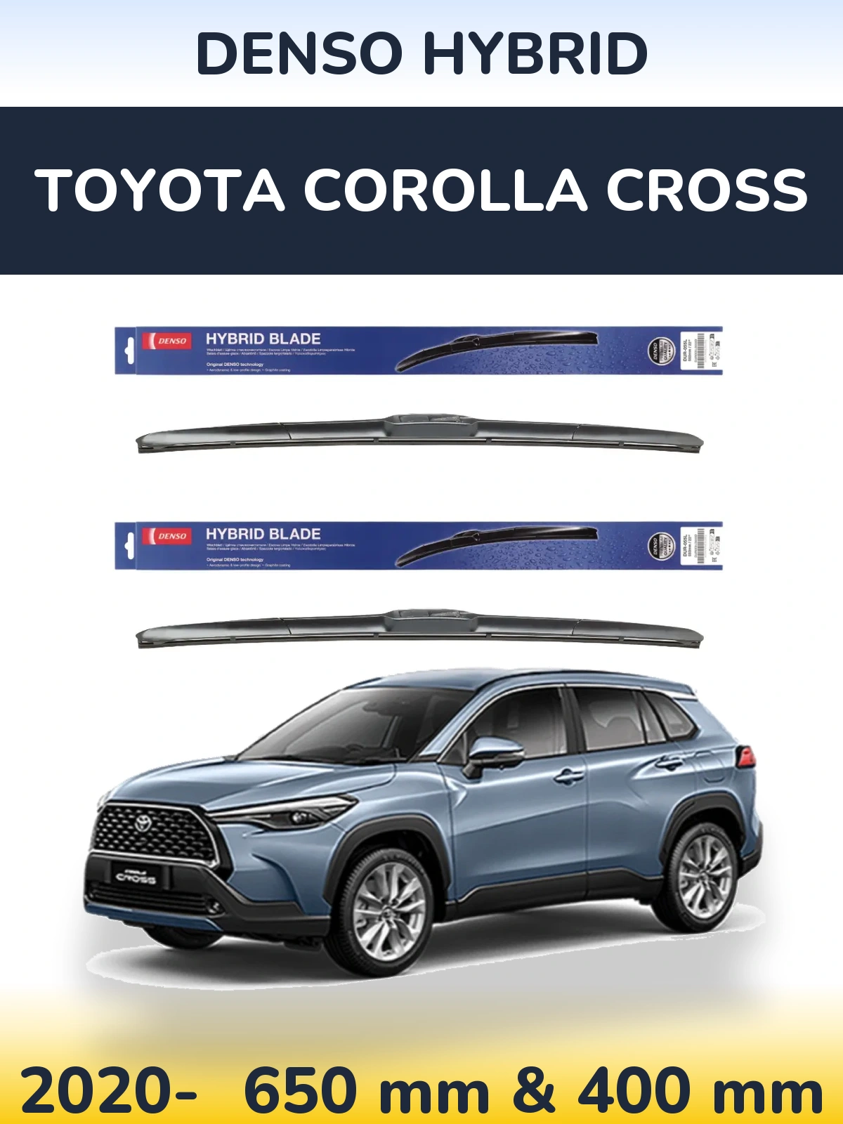 Komplet przednich wycieraczek Denso Hybrid 650 & 400 mm do Toyota Corolla Cross 2020-2026