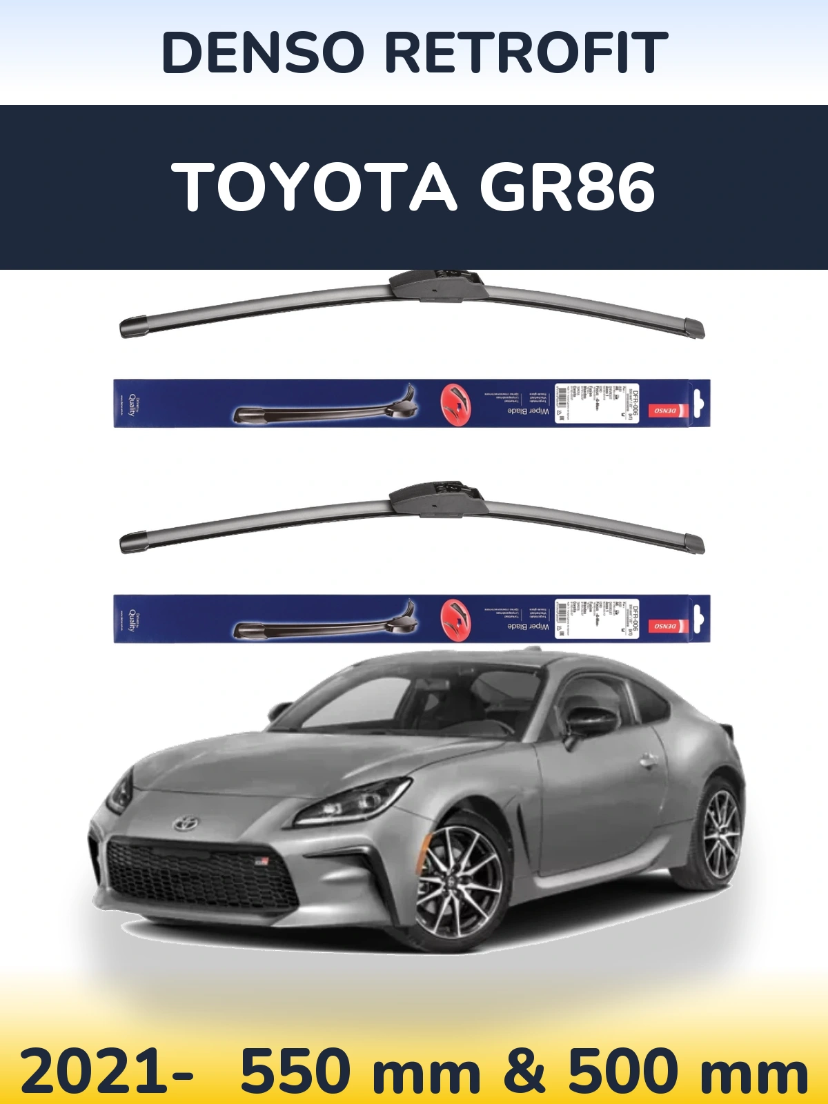 Комплект передних дворников Denso Retrofit 550 & 500 мм для Toyota GR86 2021-2026