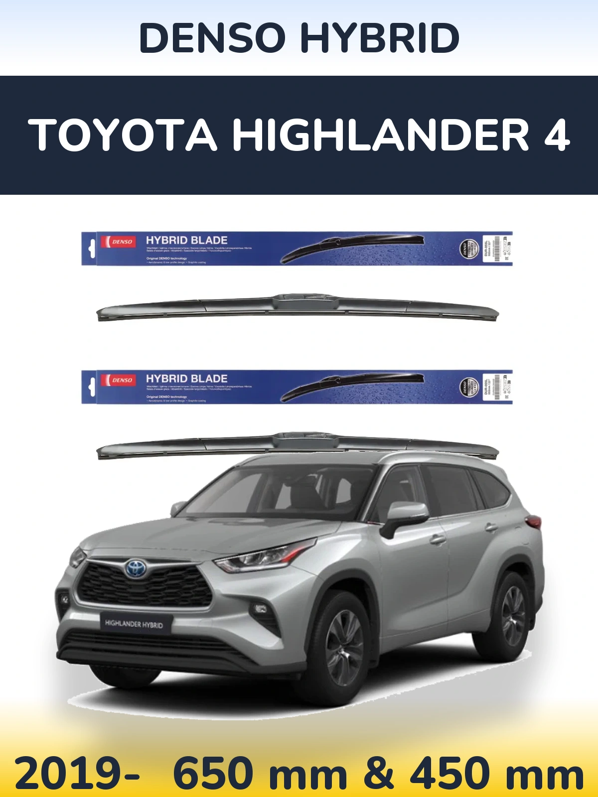 Komplet przednich wycieraczek Denso Hybrid 650 & 450 mm do Toyota Highlander 4 2019-2026
