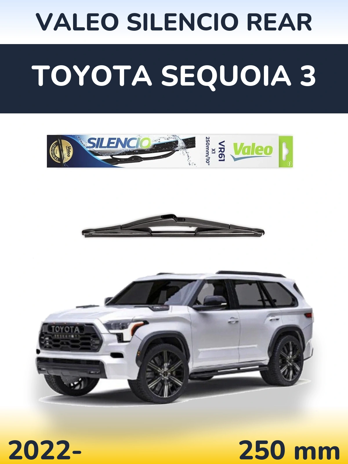 Rear wiper blade Valeo Silencio Rear 250 mm for Toyota Sequoia 3 2022-2026