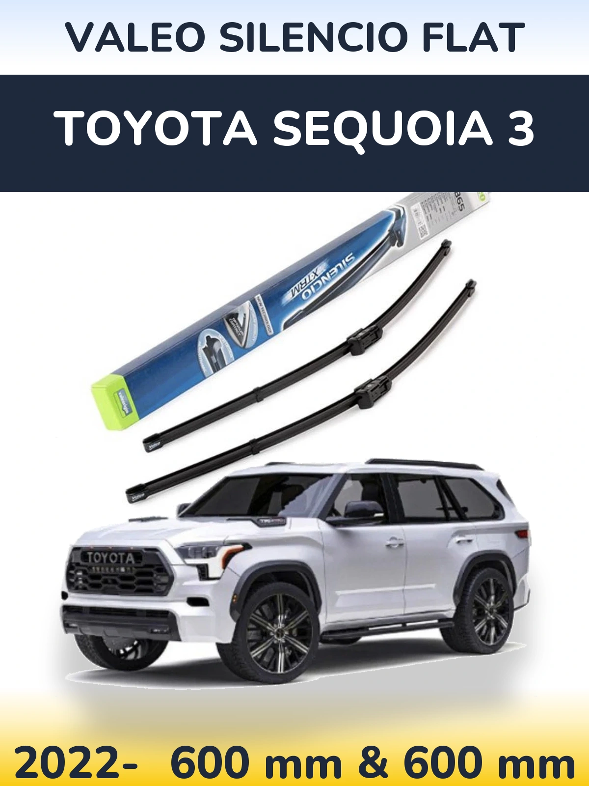 Комплект передних дворников Valeo Silencio Flat 600 & 600 мм для Toyota Sequoia 3 2022-2026