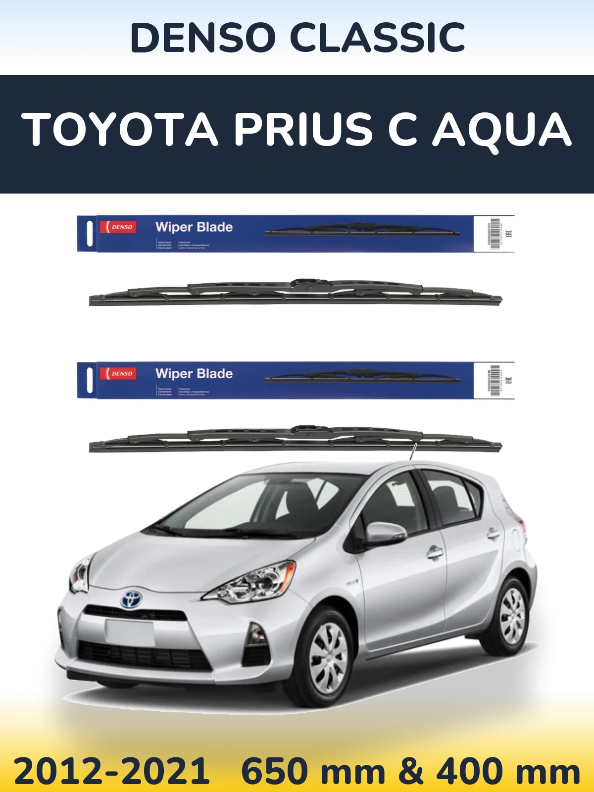 Komplet przednich wycieraczek Denso Classic 650 & 400 mm do Toyota Prius C Aqua 2012-2021
