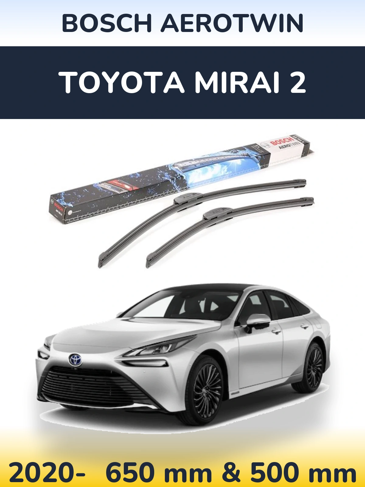 Komplet przednich wycieraczek BOSCH AeroTwin 650 & 500 mm do Toyota Mirai 2 2020-2026