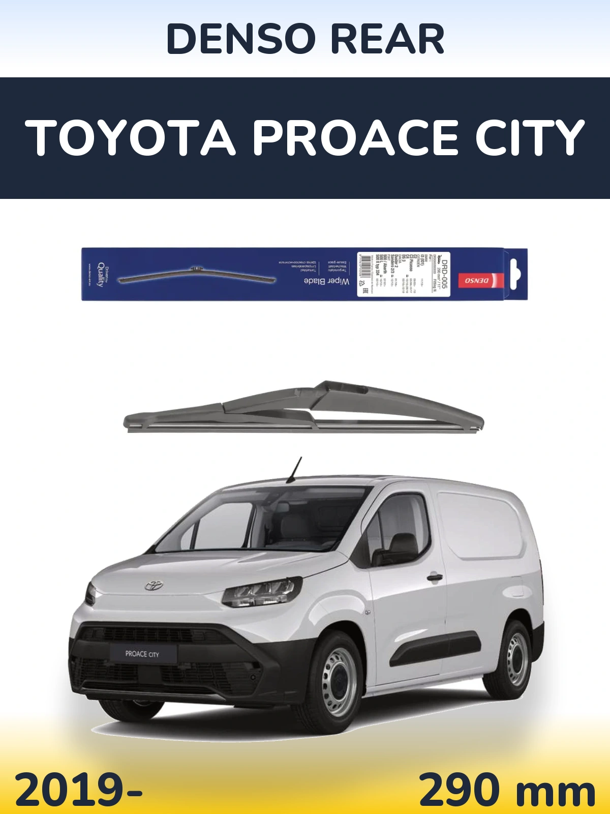 Rear wiper blade Denso Rear 290 mm for Toyota ProAce City 2019-2026