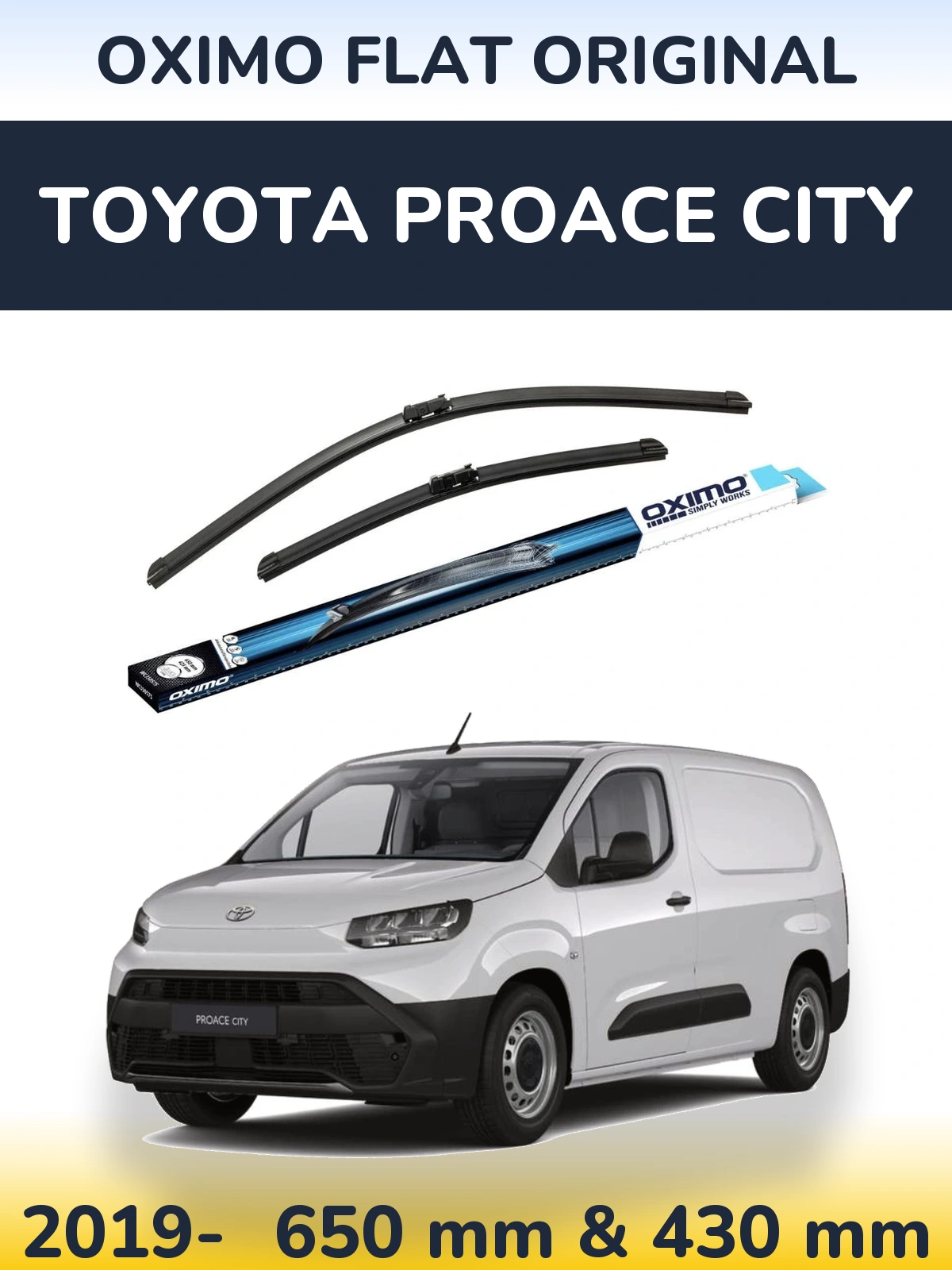 Komplet przednich wycieraczek Oximo Flat Original 650 & 430 mm do Toyota ProAce City 2019-2026