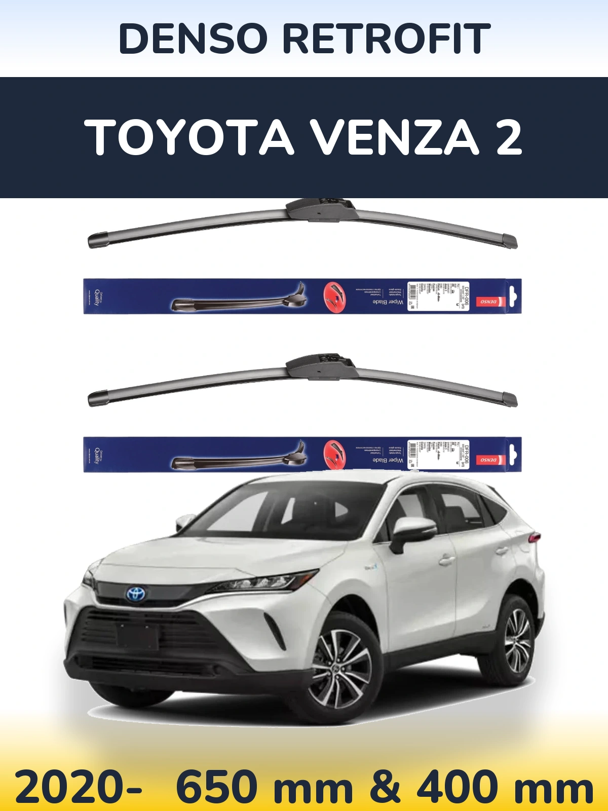 Комплект передних дворников Denso Retrofit 650 & 400 мм для Toyota Venza 2 2020-2026