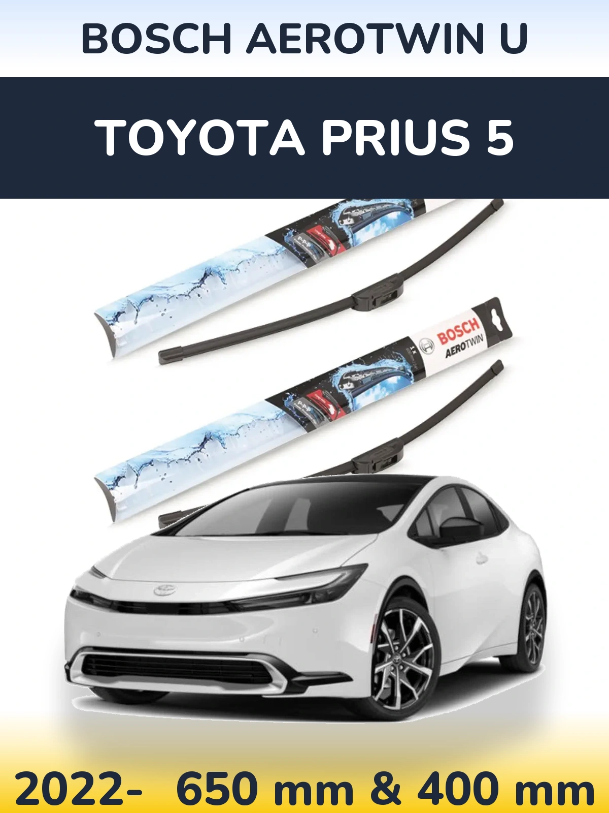 Komplet przednich wycieraczek BOSCH AeroTwin U 650 & 400 mm do Toyota Prius 5 2022-2026