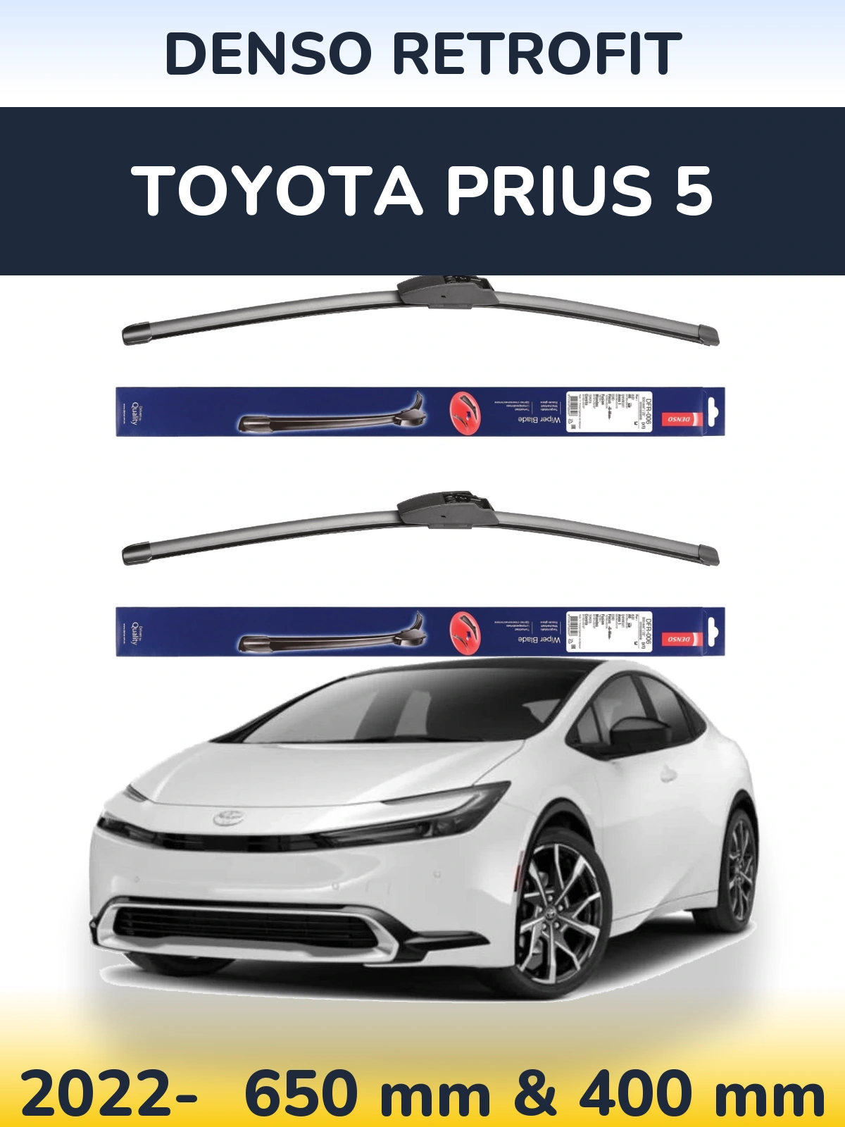 Комплект передних дворников Denso Retrofit 650 & 400 мм для Toyota Prius 5 2022-2026