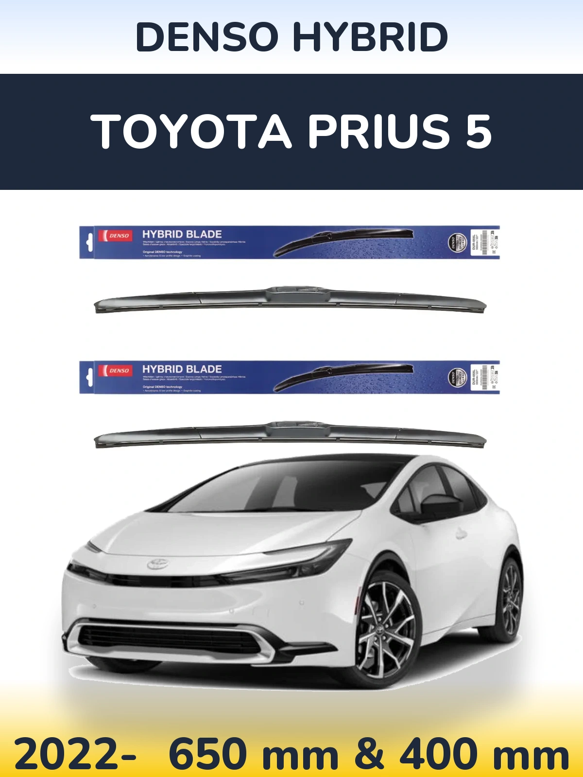 Komplet przednich wycieraczek Denso Hybrid 650 & 400 mm do Toyota Prius 5 2022-2026