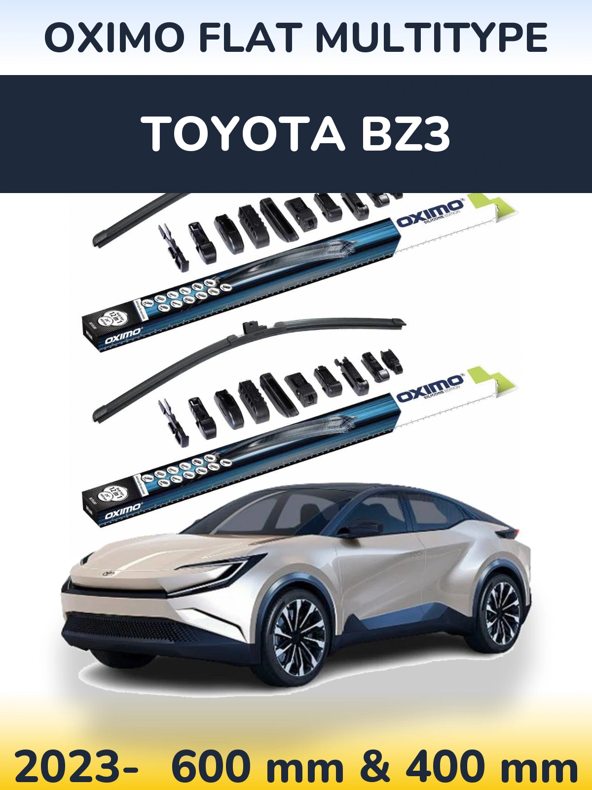 Комплект передних дворников Oximo Flat MultiТипe 600 & 400 мм для Toyota bZ3 2023-2026