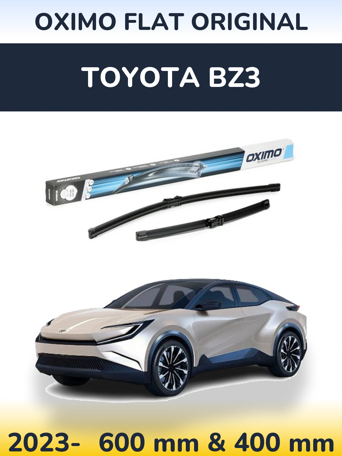 Комплект передних дворников Oximo Flat Original 600 & 400 мм для Toyota bZ3 2023-2026