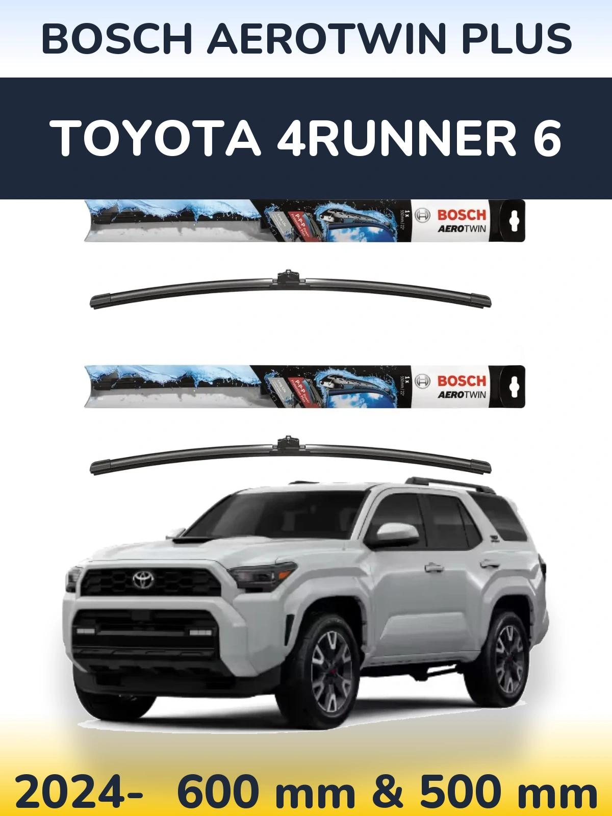 Комплект передних дворников BOSCH AeroTwin Plus 600 & 500 мм для Toyota 4Runner 6 2024-2026