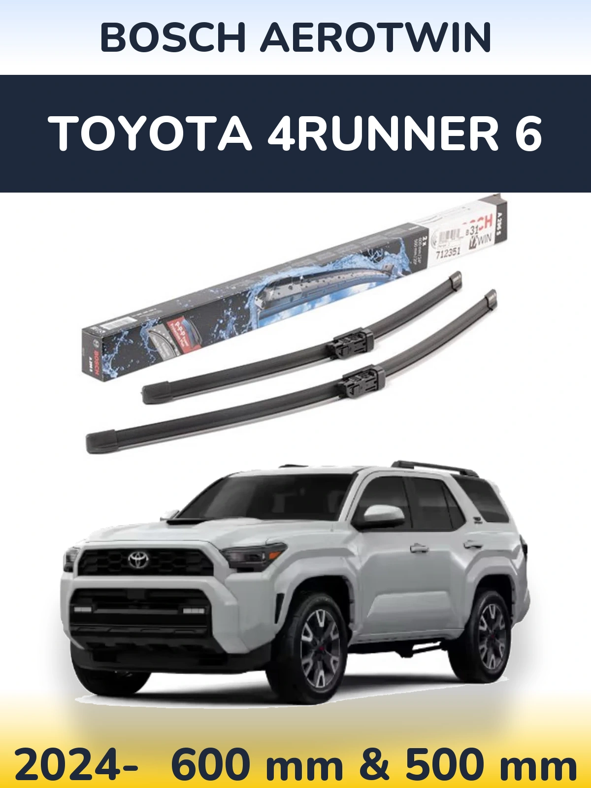 Komplet przednich wycieraczek BOSCH AeroTwin 600 & 500 mm do Toyota 4Runner 6 2024-2026