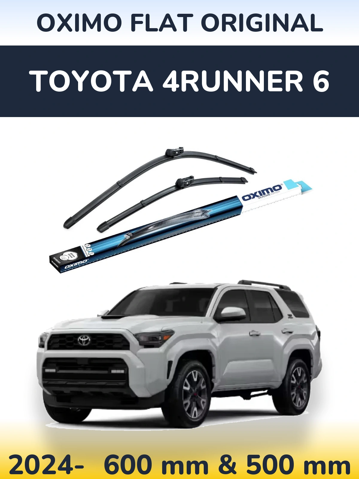 Комплект передних дворников Oximo Flat Original 600 & 500 мм для Toyota 4Runner 6 2024-2026