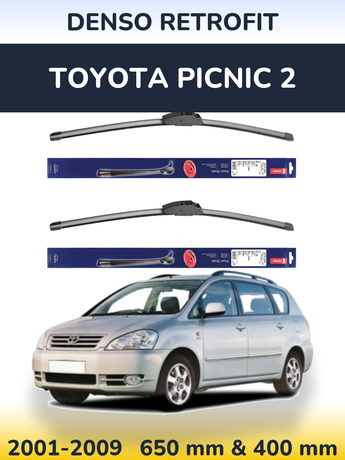 Комплект передних дворников Denso Retrofit 650 & 400 мм для Toyota Picnic 2 2001-2009