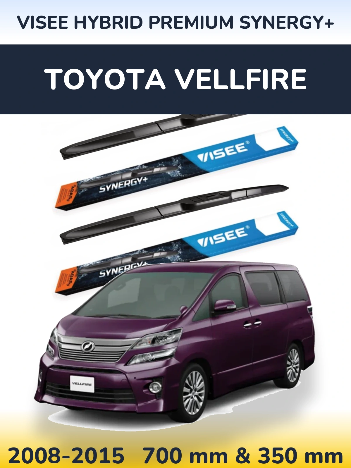 Комплект передних дворников VISEE HYBRID PREMIUM SYNERGY+ 700 & 350 мм для Toyota Vellfire 2008-2015