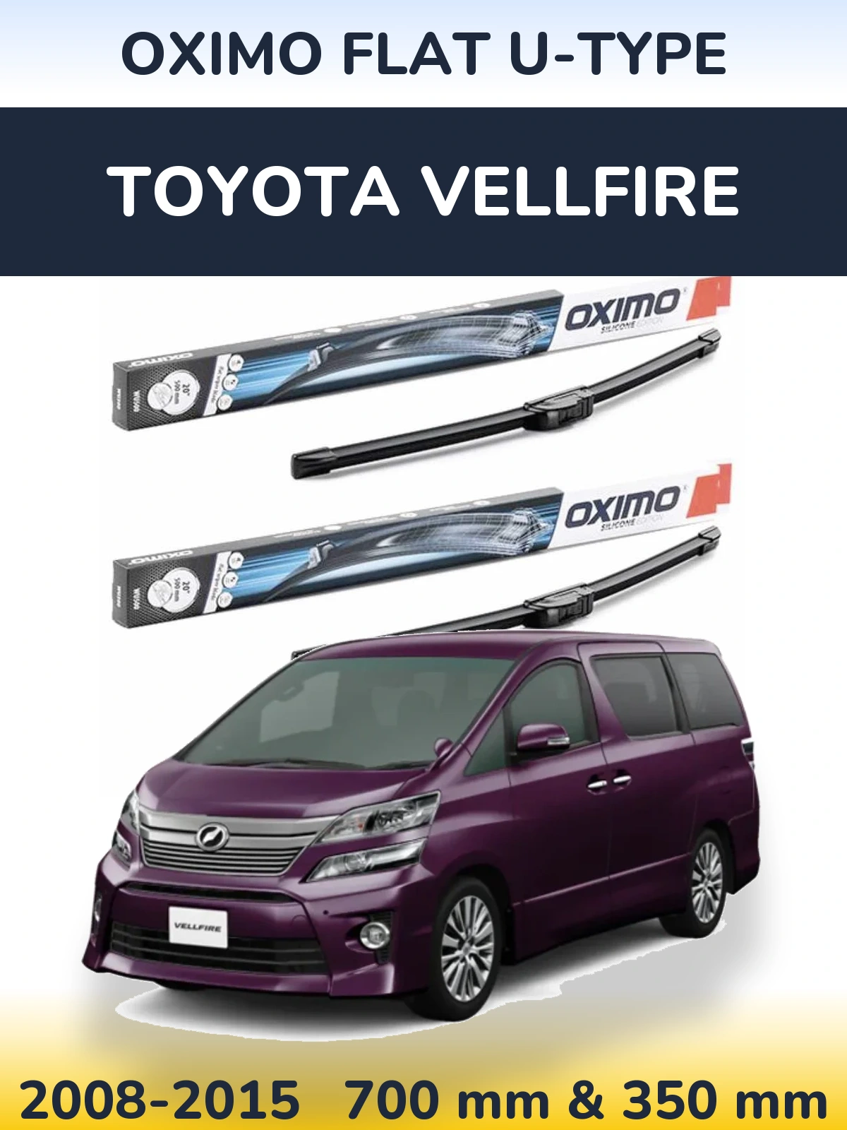 Комплект передних дворников Oximo Flat U-type 700 & 350 мм для Toyota Vellfire 2008-2015