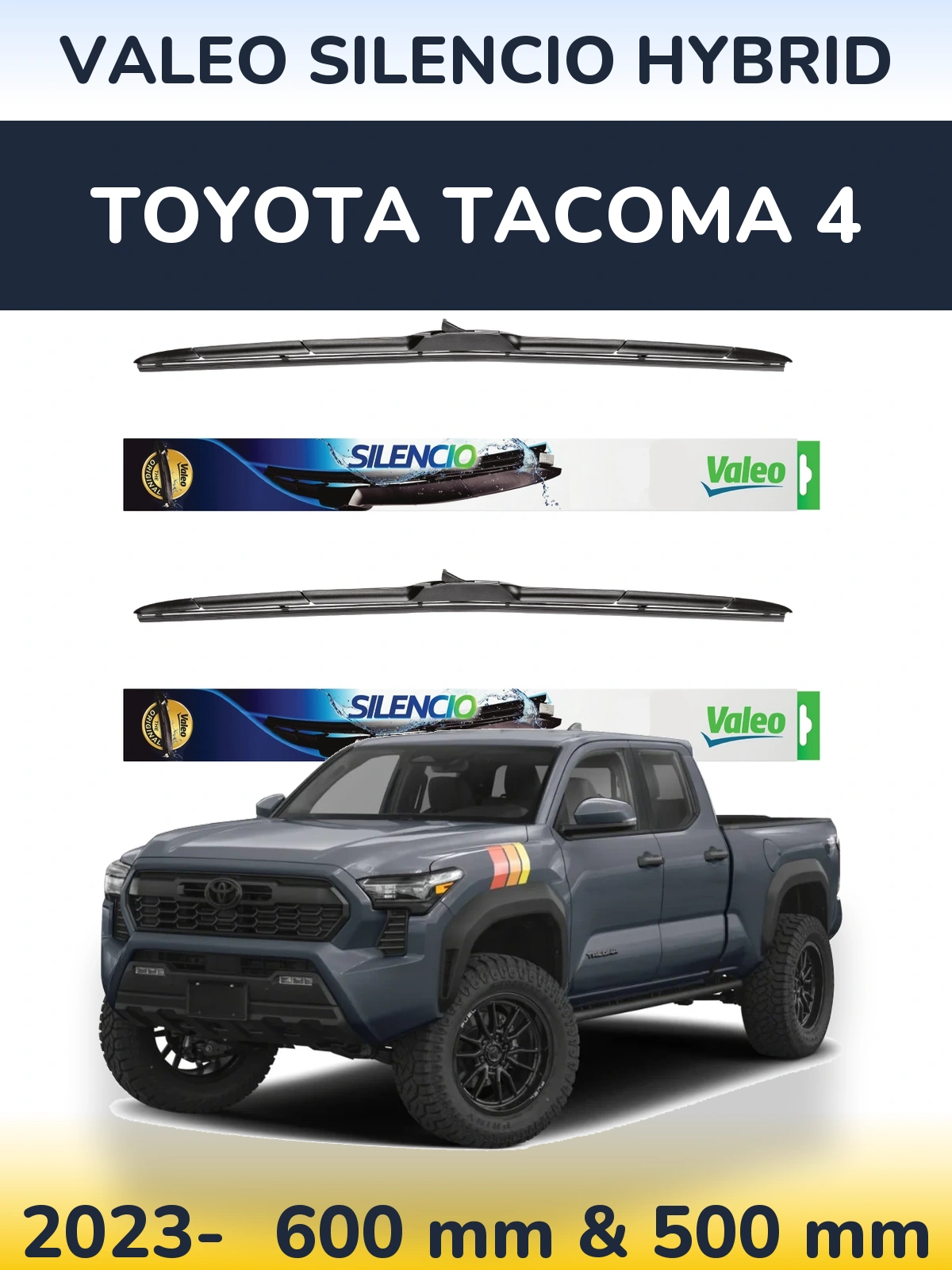 Комплект передних дворников Valeo Silencio Hybrid 600 & 500 мм для Toyota Tacoma 4 2023-2026