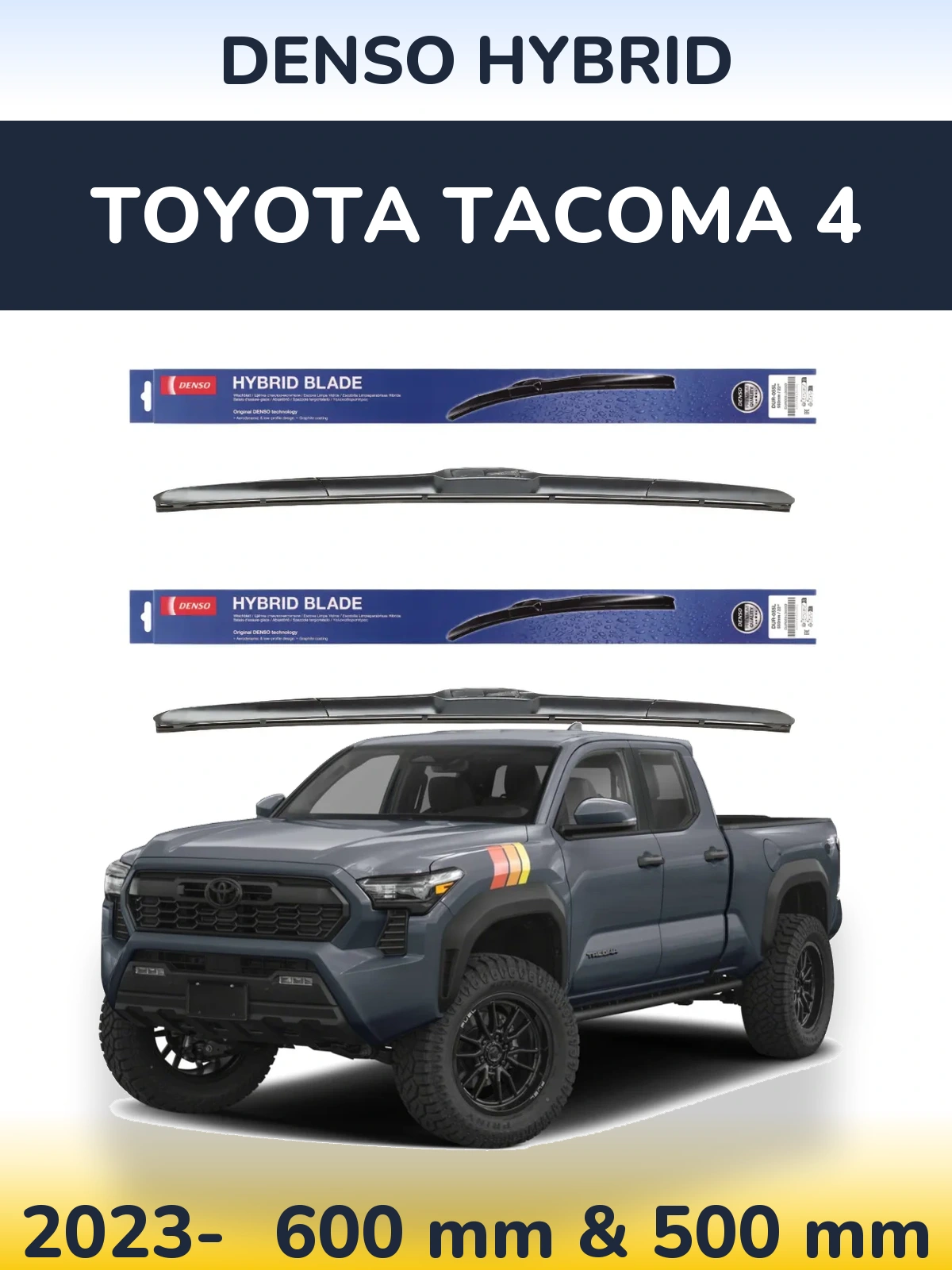 Komplet przednich wycieraczek Denso Hybrid 600 & 500 mm do Toyota Tacoma 4 2023-2026